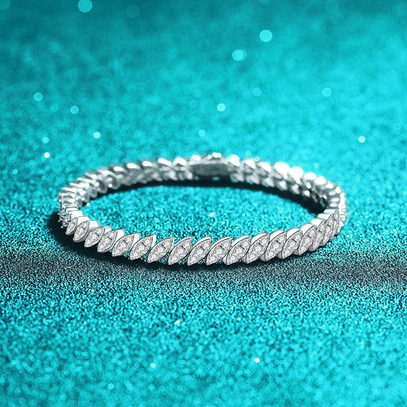Moissanite Full Diamond Bracelet in Sterling Silver with Celestial and Geometric Designs for Women
