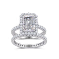 White Moissanite Halo Split Shank Ring S925 Sterling Silver  Ring