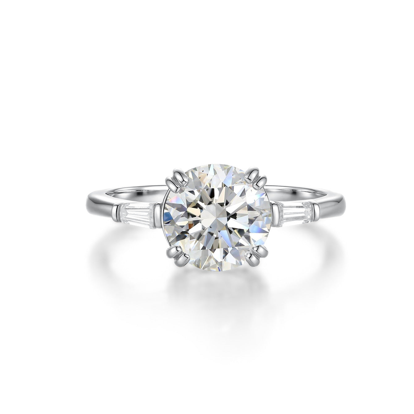 Classic Round Moissanite  925 Sterling Silver Ring