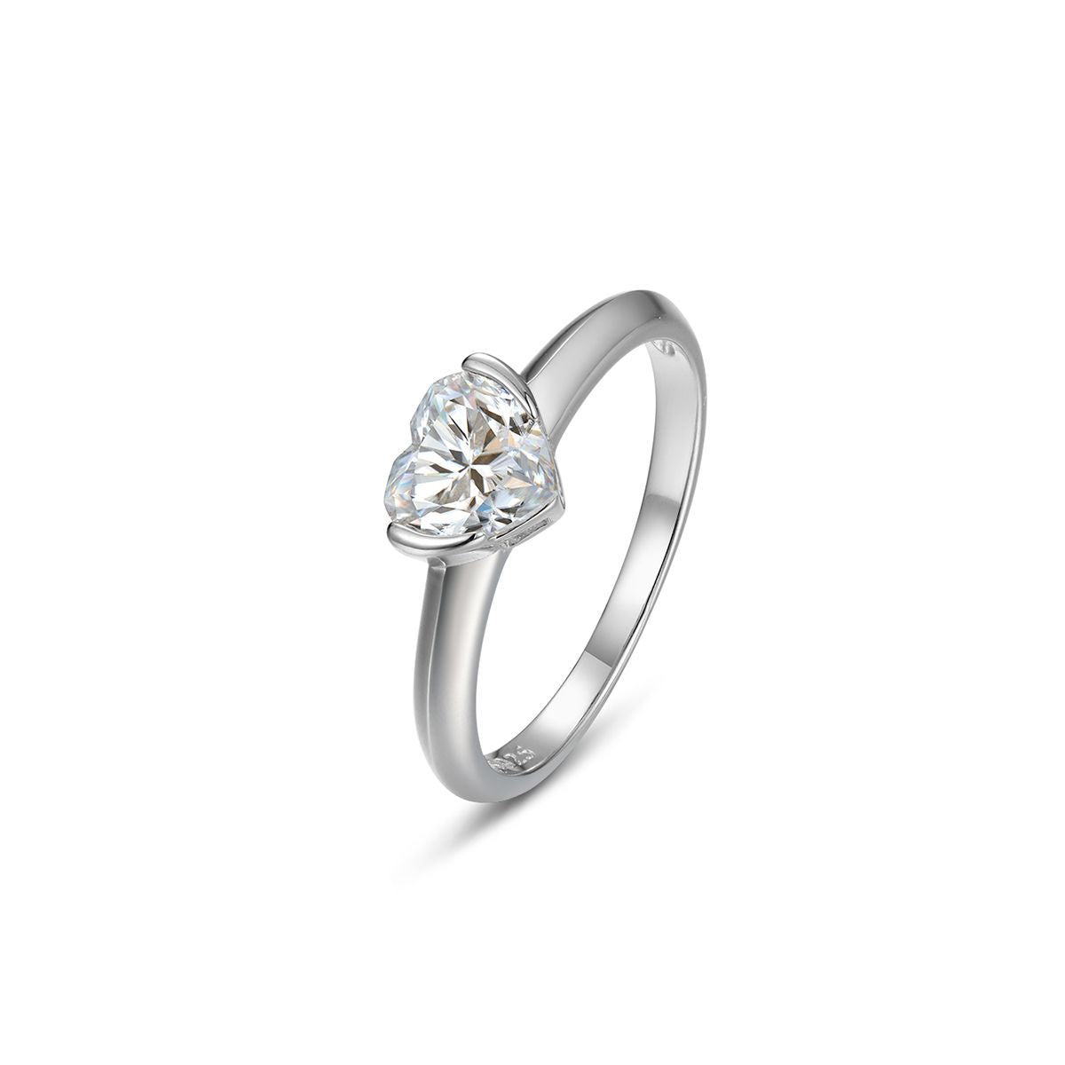 Heart Shape White Moissanite  925 Sterling Silver Ring