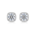 White D Color Moissanite Cushion 925 Sterling Silver Earrings