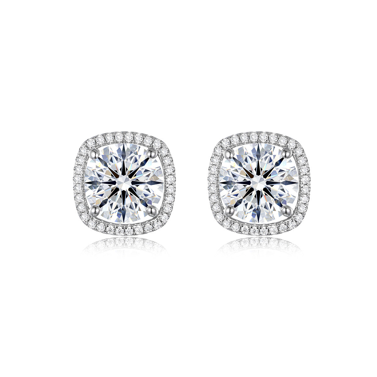 White D Color Moissanite Cushion 925 Sterling Silver Earrings