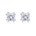 Square Princess Cut D Color Moissanite  In 925 Sterling Silver Stud Earrings