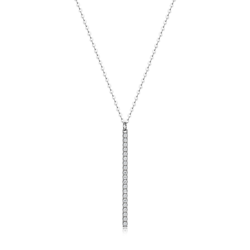 Moissanite Geometric Vertical Bar Pendant  In 925 Sterling Silver Necklace