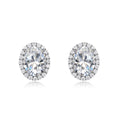 Oval Moissanite  D Color Halo 925 Sterling Silver Stud Earrings