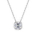 Modern Minimalist Rounded Square Moissanite Silver Tone 925 Sterling Silver Necklace