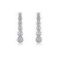 Moissanite Graduated Six Round Bezel Set Drop Earrings White Gold Tone 925 Sterling Silver Geometric Long Dangle Earrings For Women Elegant Fashion Party Wedding Gift Jewelry