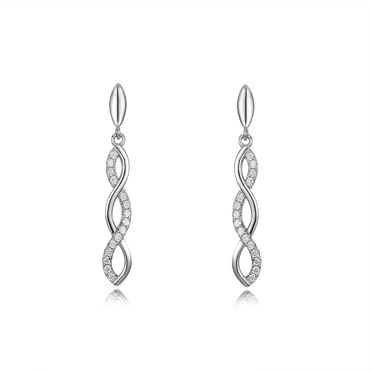 Moissanite Twist Infinity Drop Earrings In 925 Sterling Silver Geometric Dangle Earrings