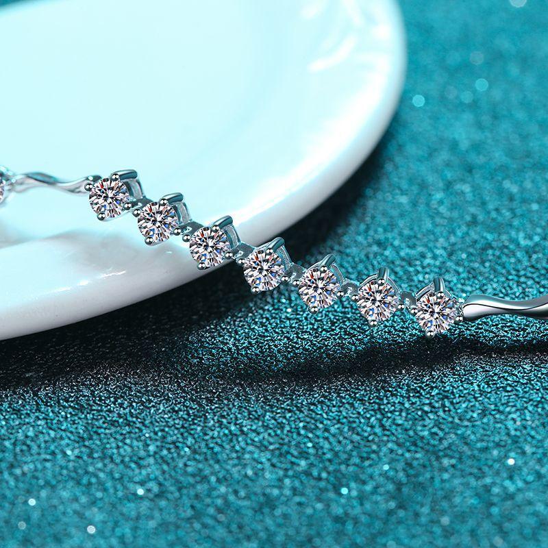 Women's 925 Sterling Silver Moissanite Chain Bracelet with Fresh Summer Style