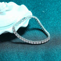 Sterling Silver Bracelet with Platinum-Plated Four-Prong Setting and Moissanite Stones