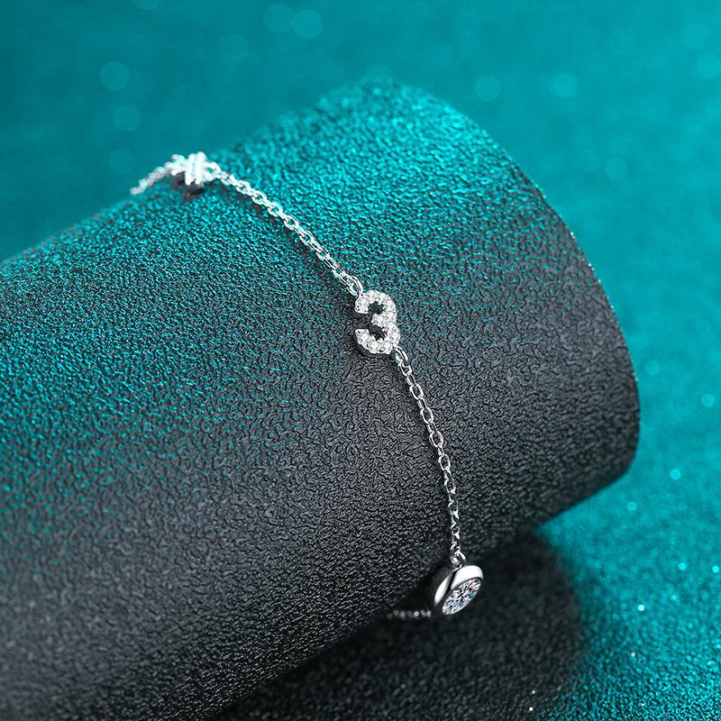 Vintage Style 925 Sterling Silver Bracelet with 0.5 Carat Moissanite and Platinum Plating, Tree Motif Design for Women