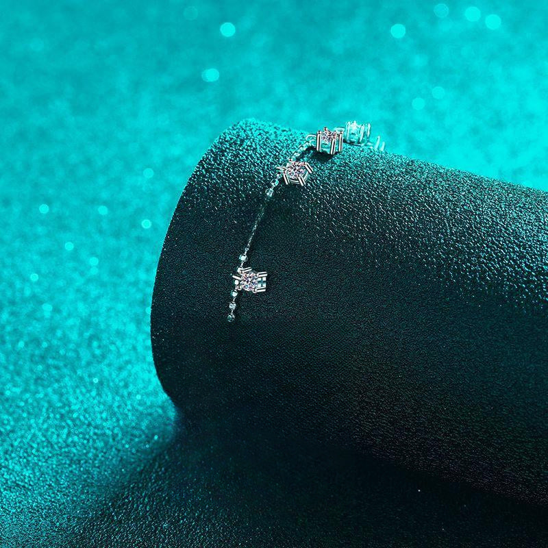 Sterling Silver Moissanite Bracelet with PT950 Gold Plating and Elegant Fringe Design for Daily Wear