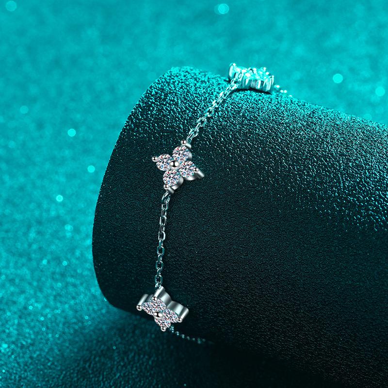 Star Constellation Bracelet with Moissanite Stones in Platinum-Plated 925 Sterling Silver