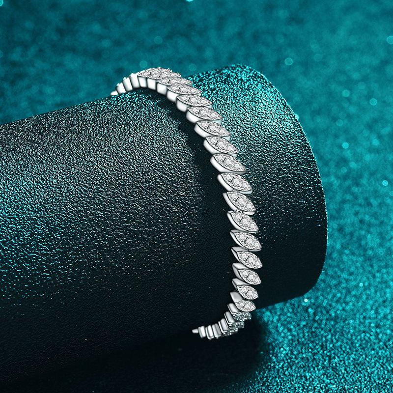 Moissanite Full Diamond Bracelet in Sterling Silver with Celestial and Geometric Designs for Women