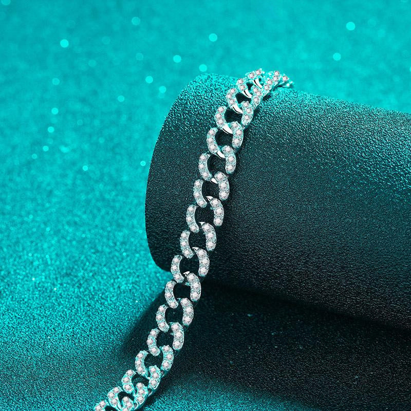Unisex Moissanite Bow Bracelet in 925 Sterling Silver with Platinum Plating