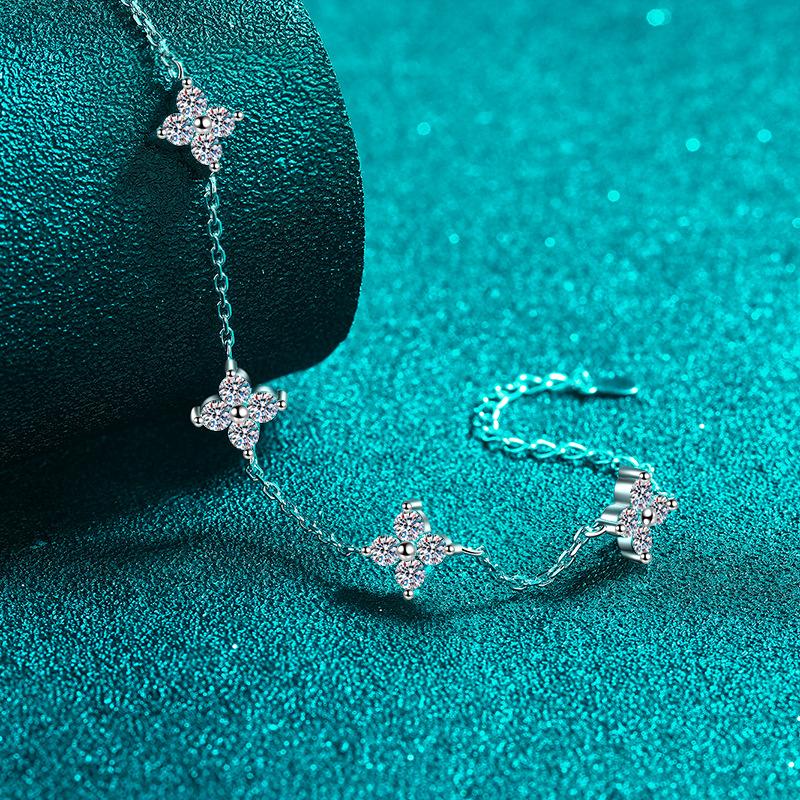 Star Constellation Bracelet with Moissanite Stones in Platinum-Plated 925 Sterling Silver