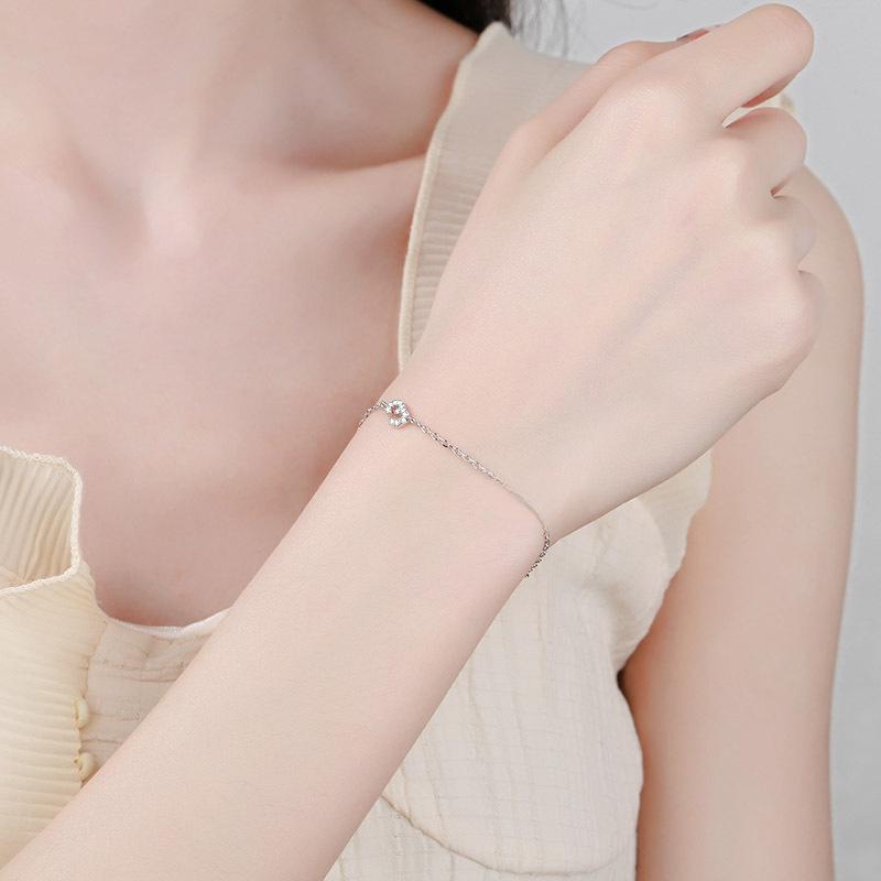 Vintage Style 925 Sterling Silver Bracelet with 0.5 Carat Moissanite and Platinum Plating, Tree Motif Design for Women