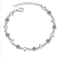 Sterling Silver Moissanite Heart Bracelet with 5mm Zircon Accents and Platinum Plating