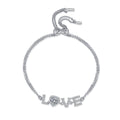 Sterling Silver Love Bracelet with 0.5 Carat Moissanite and 5mm Heart-Shaped Zircon Accents for Women