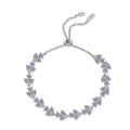 Women's Adjustable Four-Leaf Clover Bracelet with 4.2 Carat Moissanite in Platinum-Plated 925 Sterling Silver