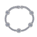 Moissanite Cluster Bracelet with Platinum Plated Sterling Silver Clasp in Geometric Design