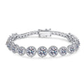 925 Sterling Silver Bracelet with Moissanite Accents and Platinum Plating in Geometric Design