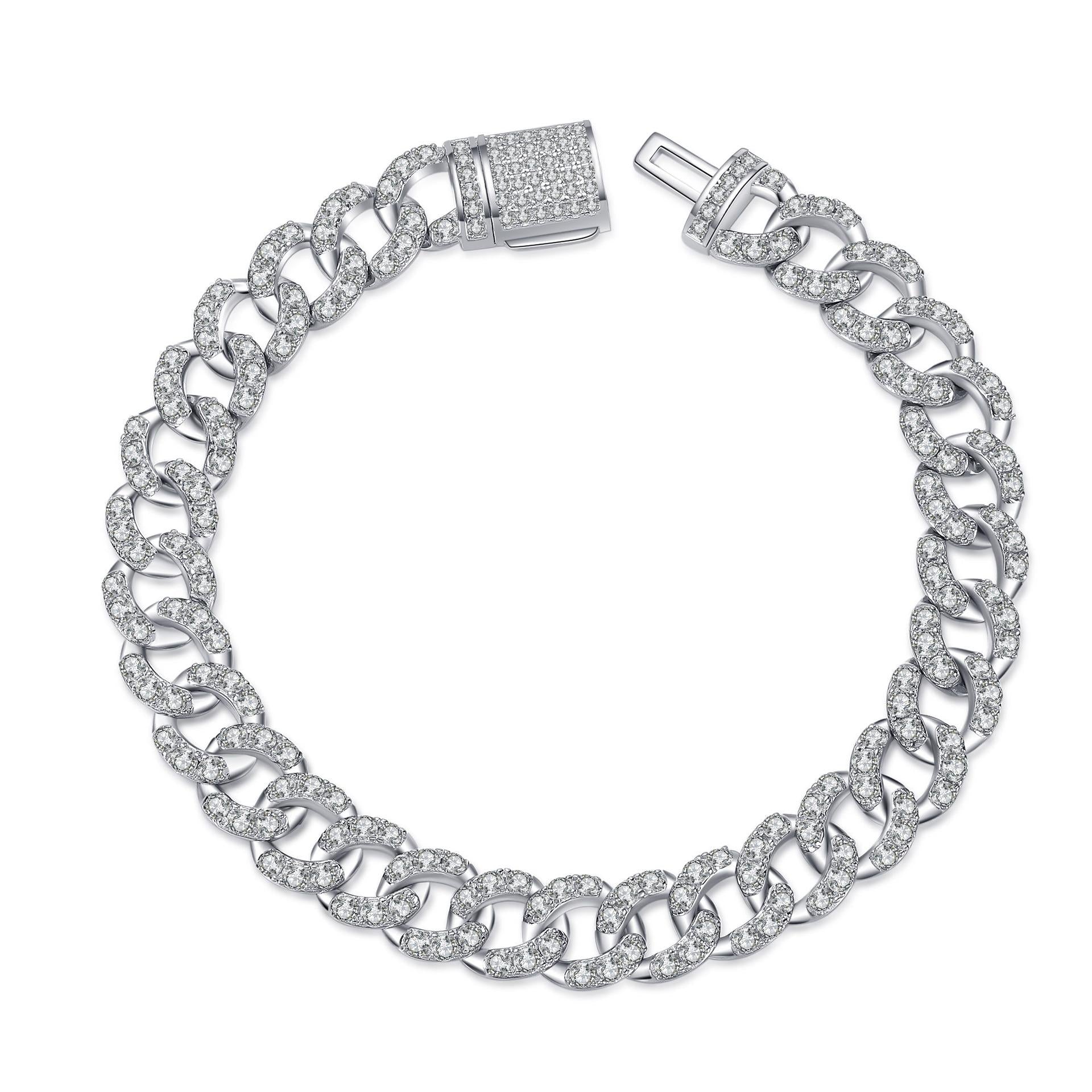 Unisex Moissanite Bow Bracelet in 925 Sterling Silver with Platinum Plating