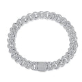 Cuban Link Bracelet with Moissanite Stones in 925 Sterling Silver, Multiple Sizes Available