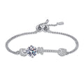 Double Chain Bracelet with 2-Carat Moissanite and Peach Charm Design in 925 Sterling Silver