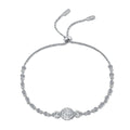 Elegant 925 Sterling Silver Plated PT950 Blue Oval Moissanite Bracelet with Floral Accents