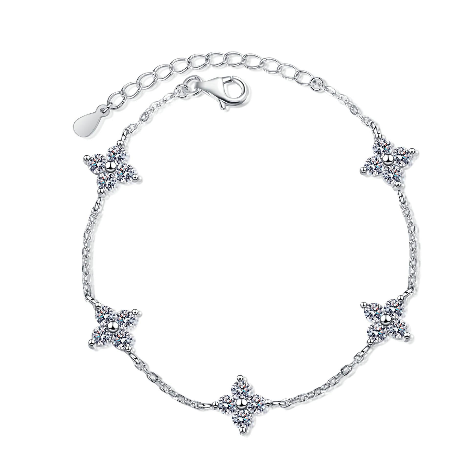 Star Constellation Bracelet with Moissanite Stones in Platinum-Plated 925 Sterling Silver