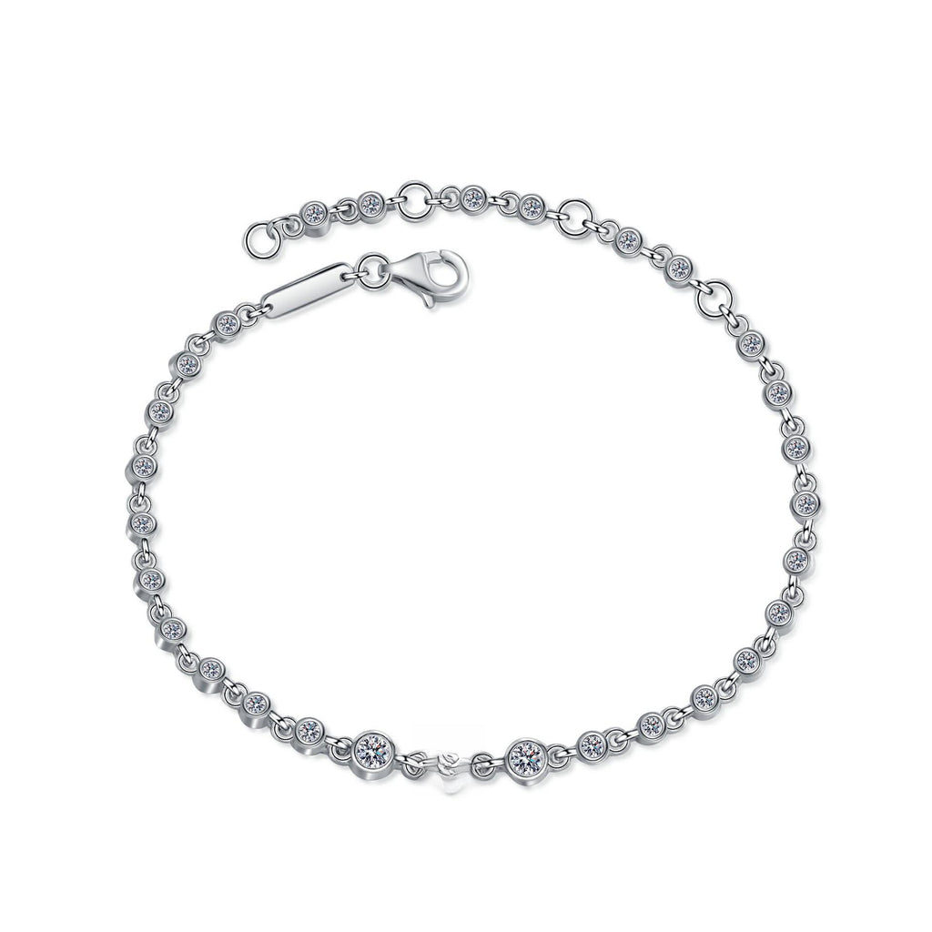 Women's Sterling Silver Moissanite Bracelet with Champagne Gold Finish and Lucky Charm Designs