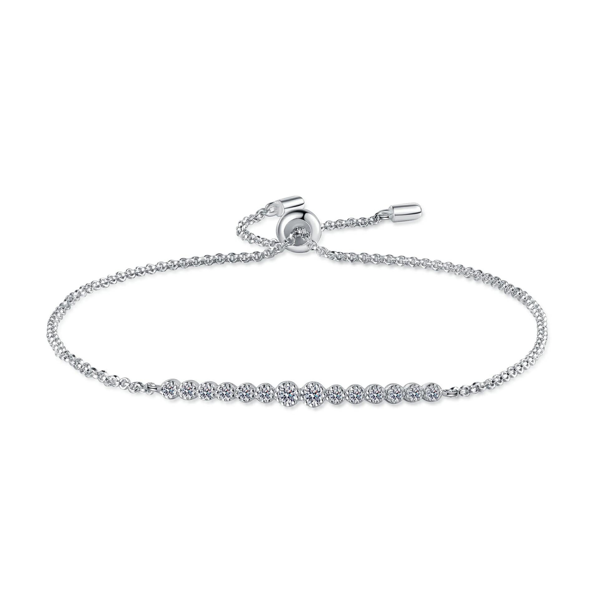 Champagne Gold Moissanite Star Bracelet with Rose Accents in Sterling Silver