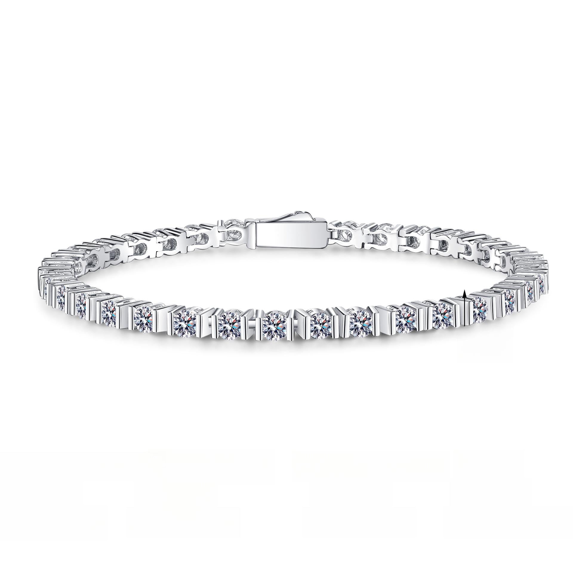 Women's S925 Sterling Silver Moissanite Bracelet with Full Row Diamond Accents in Hip Hop Luxury Style