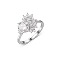 Princess Style Petal Cluster Cushion Cut Moissanite 925 Sterling Silver Ring