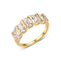 Five Stone Geometric Moissanite 925 Sterling Silver Rectangular Ring