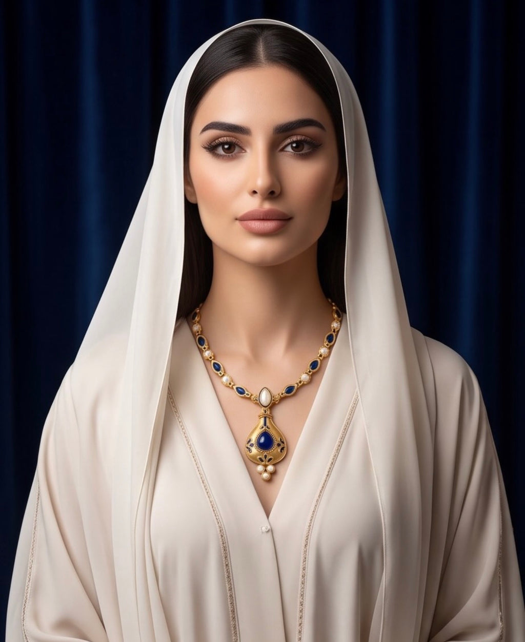 Navy Blue Pearl-Inspired 21K Gold-Plated 925 Sterling Silver Necklace