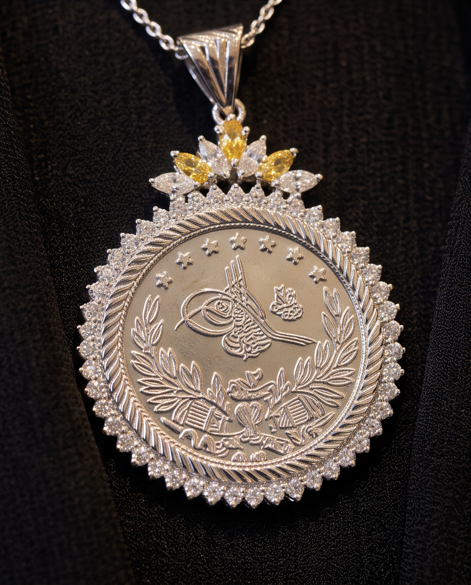 Custom 925 Silver Pendant with Star & Laurel Design