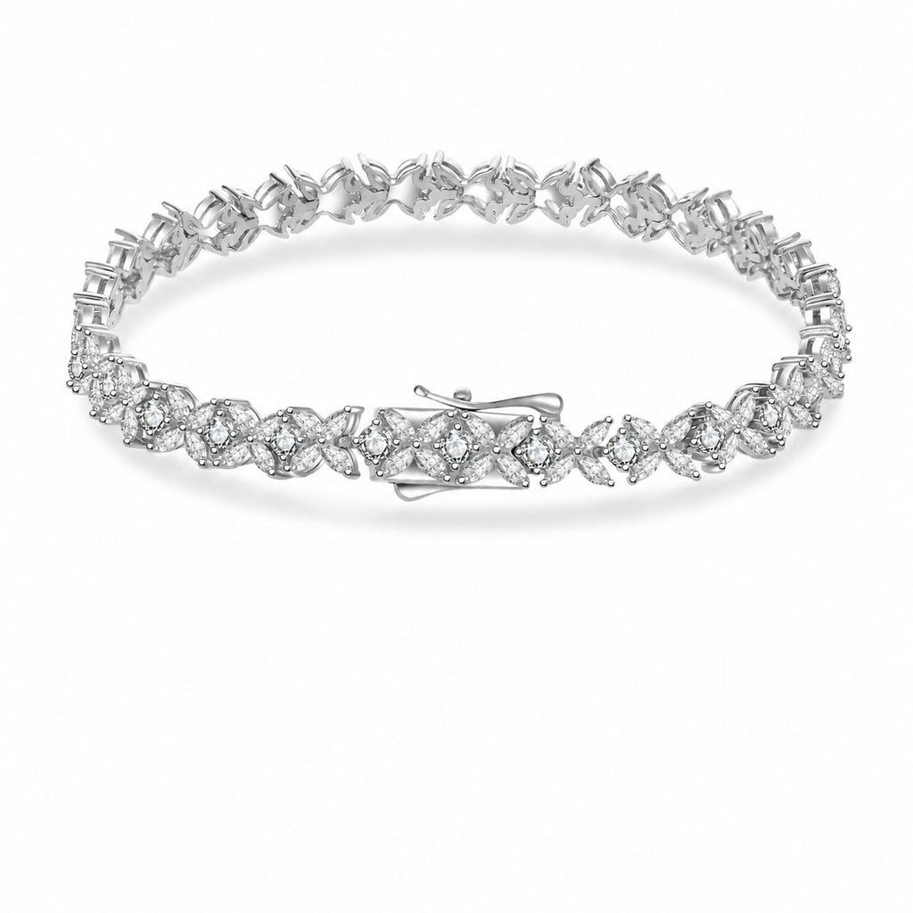 Mossanite Floral Pattern Full-Set 925 Sterling Silver Bracelet