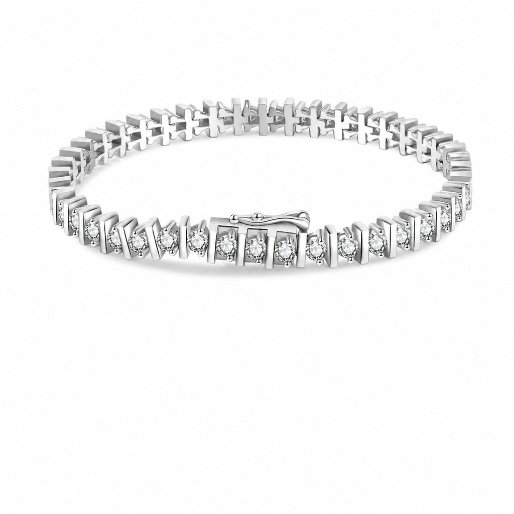 Mossanite Women’s European-Style Tennis Chain 925 Sterling Silver Bracelet