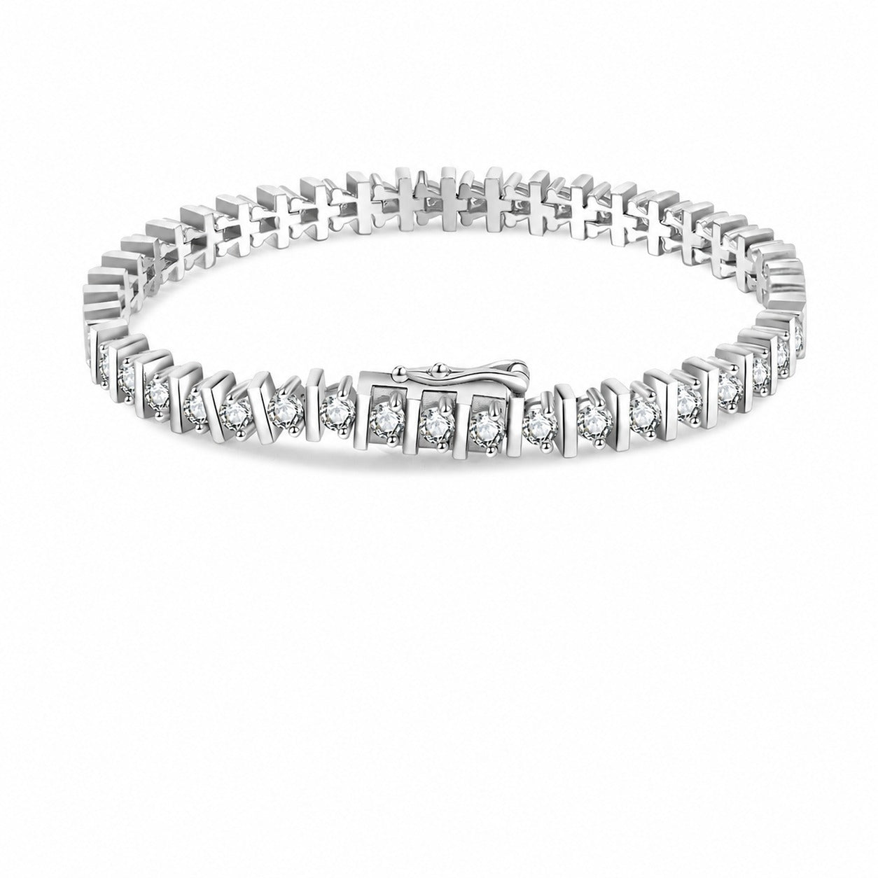 Mossanite Women’s European-Style Tennis Chain 925 Sterling Silver Bracelet