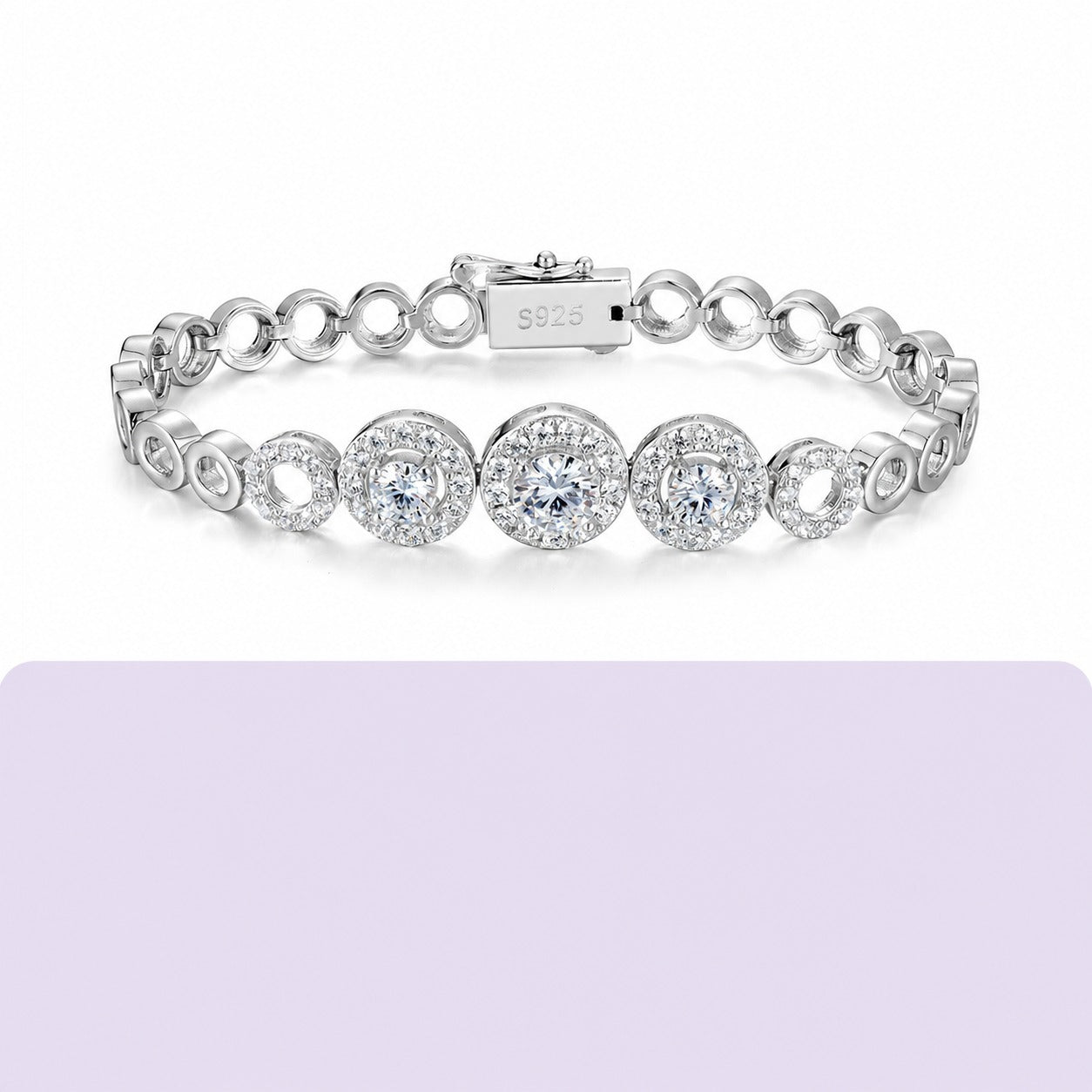 Mossanite Openwork Circle Bracelet for Women Unique Design 925 Sterling Silver Bracelet