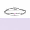 Mossanite Heart Shaped Centre Stone Design 925 Sterling Silver Bracelet