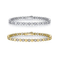 Round-Cut Moissanite Honeycomb Bezel Link Tennis Bracelet