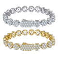 Round-Cut Moissanite Floral Cluster Tennis Bracelet in 925 Sterling Silver