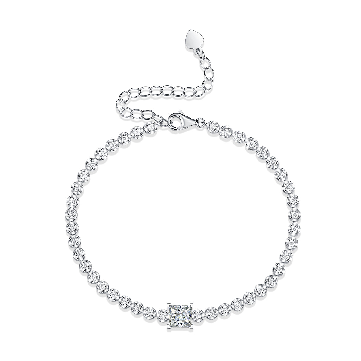 Princess-Cut Moissanite Tennis Bracelet in 925 Sterling Silver