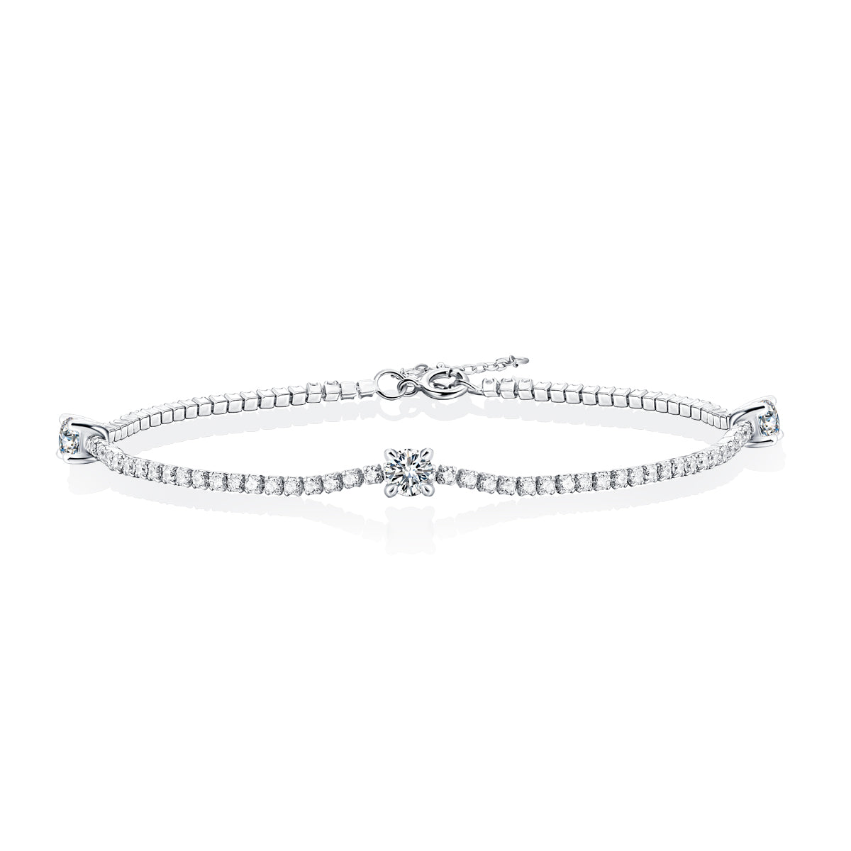 Round-Cut Moissanite Floral Tennis Bracelet in 925 Sterling Silver