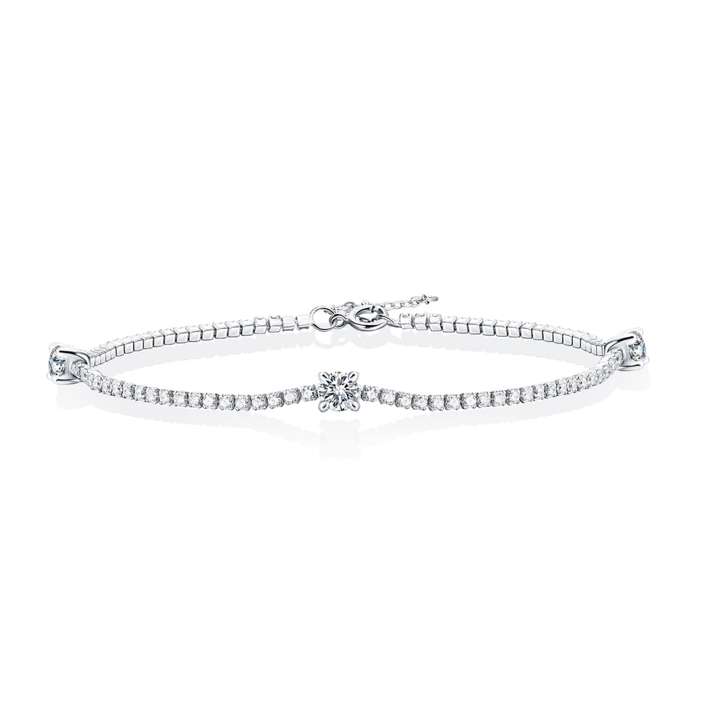 Round-Cut Moissanite Floral Tennis Bracelet in 925 Sterling Silver