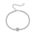 Round-Cut Moissanite Halo Tennis Bracelet in 925 Sterling Silver