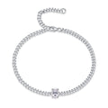 Oval-Cut Moissanite Solitaire Curb Chain Bracelet in 925 Sterling Silver